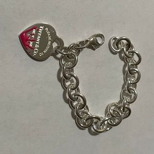 Tiffany & Co. pink splash heart tag charm bracelet MD